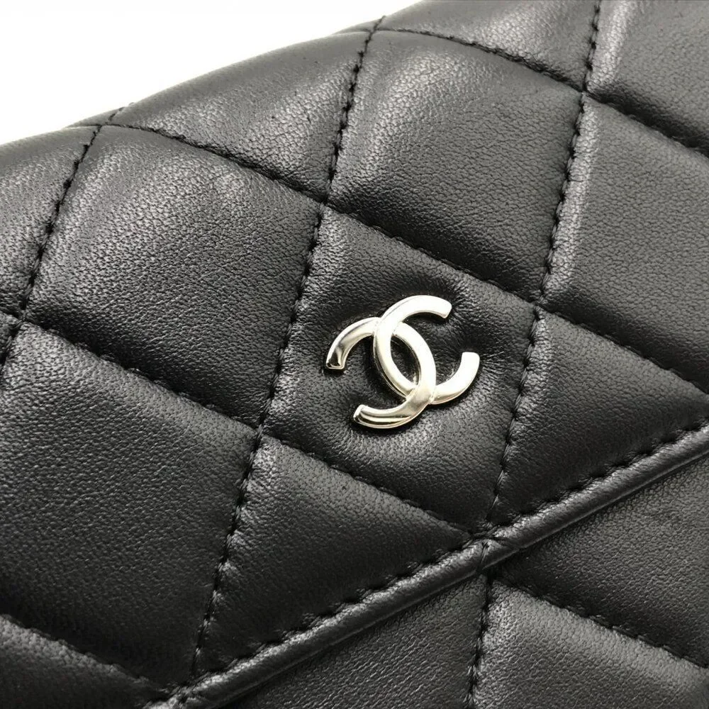 Chanel  Lambskin Quilted Long Flap Wallet Black with Silver Hardware - Picture 3 of 12